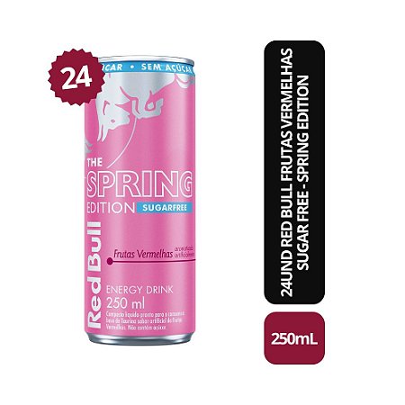 Red Bull Frutas Vermelhas Sugar Free - Spring Edition 250ml - 24 Unidades