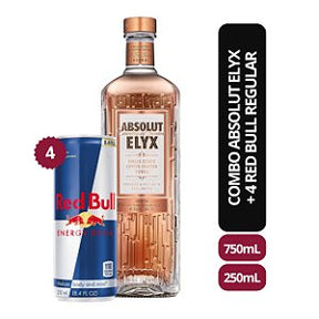 Combo Vodka Absolut 750ML + 4 Red Bull Tradicional