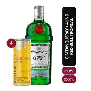 Combo Gin Tanqueray Rangpur 750ML + 4 Red Bull Tropical