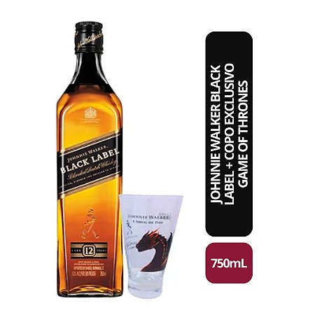 Johnnie Walker Black Label 750ML + Copo Exclusivo Game Of Thrones "A Song Of Fire"