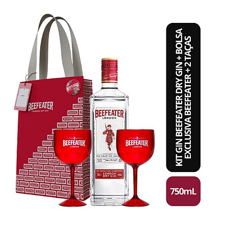 Kit 1und Gin Beefeater Dry Gin 750ml + 1und Bolsa Exclusiva Beefeater + 2 Taças